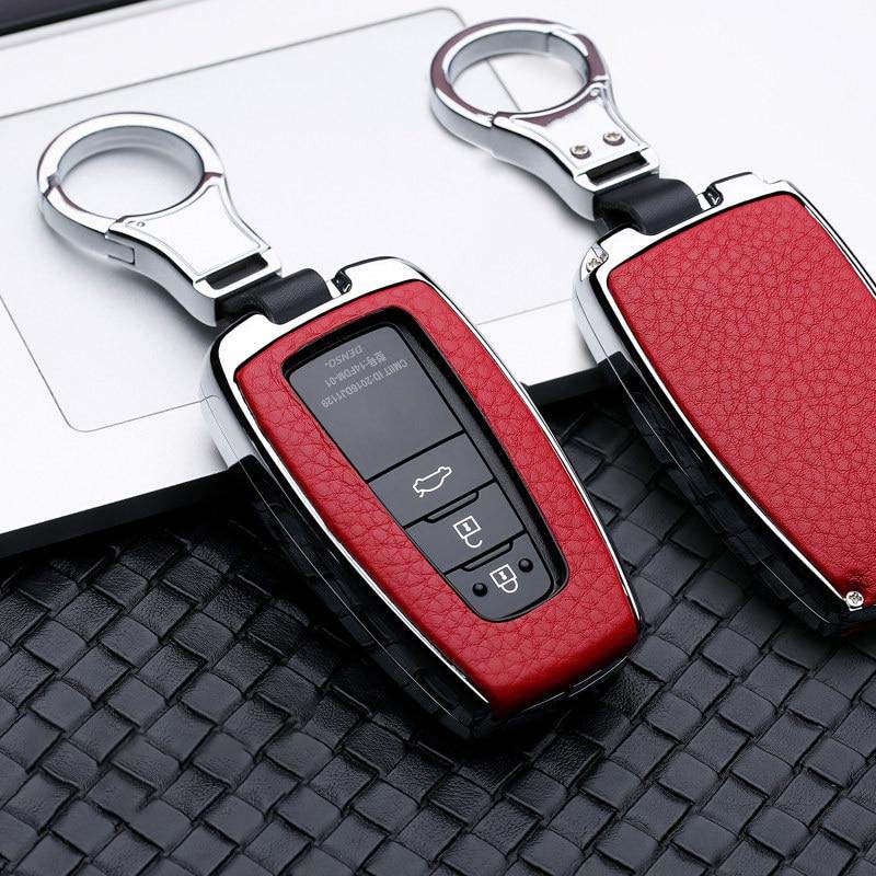 2 34 Button Galvanized Alloy Leather Car Key Case Cover Shell For Toyota CHR C-HR Prado Camry Avalon Prius Corolla RAV4 Keychain