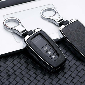 2 34 Button Galvanized Alloy Leather Car Key Case Cover Shell For Toyota CHR C-HR Prado Camry Avalon Prius Corolla RAV4 Keychain