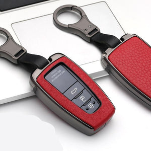 2 34 Button Galvanized Alloy Leather Car Key Case Cover Shell For Toyota CHR C-HR Prado Camry Avalon Prius Corolla RAV4 Keychain