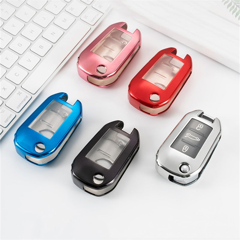 2020 New Soft TPU Filp Car Key Case Full Cover For Citroen C4 CACTUS C4L Peugeot 508 301 2008 3008 408 C5 C3 Key Protection