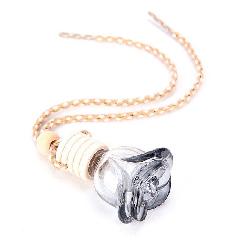 Air Freshener Essential Oil Hanging Glass Empty Bottle Car Perfume Bottle Car-styling Flower Shape Auto Ornament Perfume Pendant