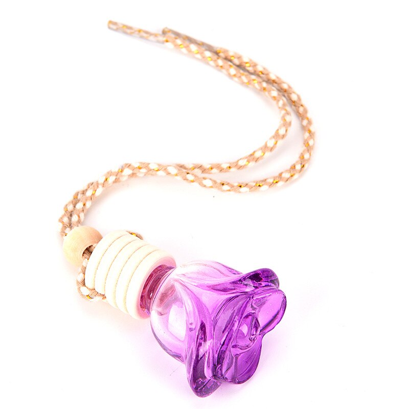 Air Freshener Essential Oil Hanging Glass Empty Bottle Car Perfume Bottle Car-styling Flower Shape Auto Ornament Perfume Pendant