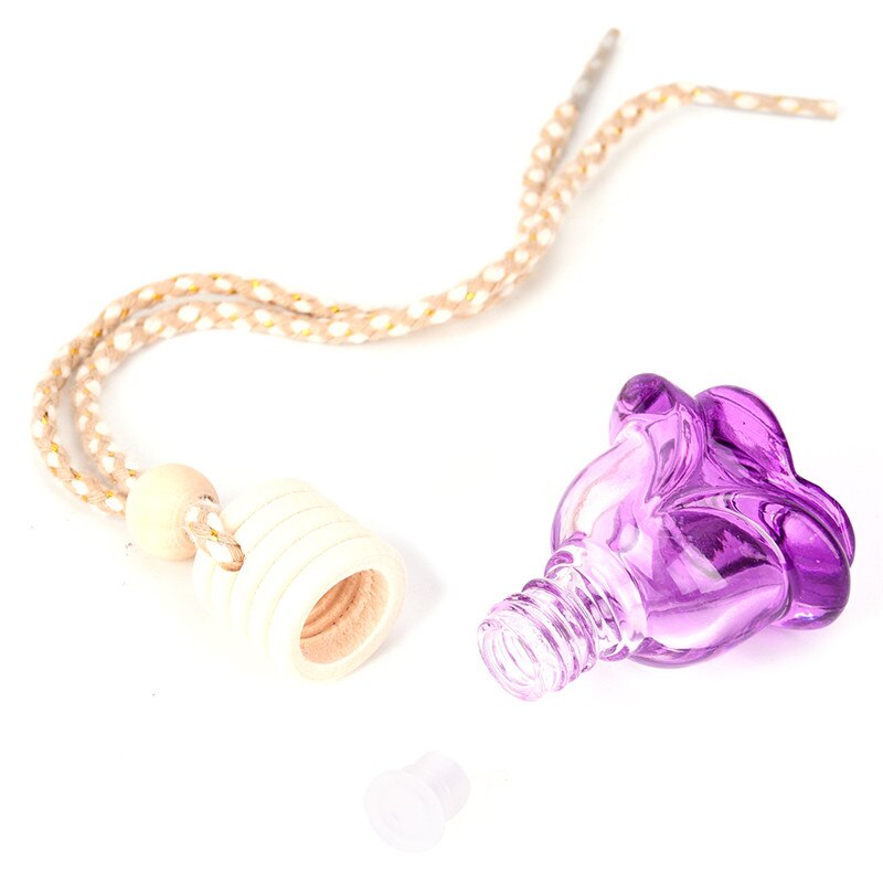 Air Freshener Essential Oil Hanging Glass Empty Bottle Car Perfume Bottle Car-styling Flower Shape Auto Ornament Perfume Pendant