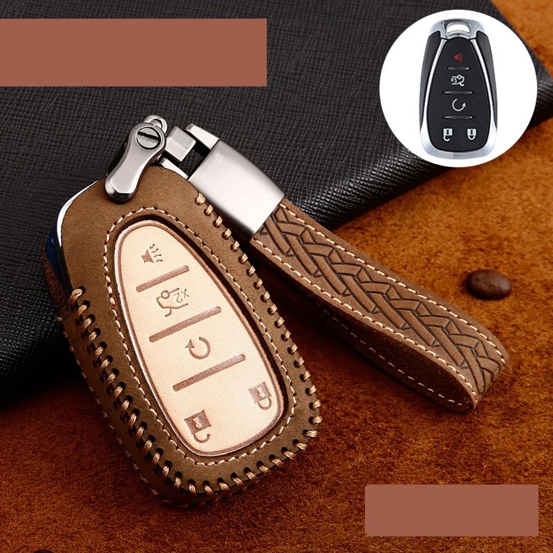 Car Genuine Leather Handmade Car Key Cover key Case For CHEVROLET MALIBU EQUINOX CRUZE CAMARO 2016 2017 2018