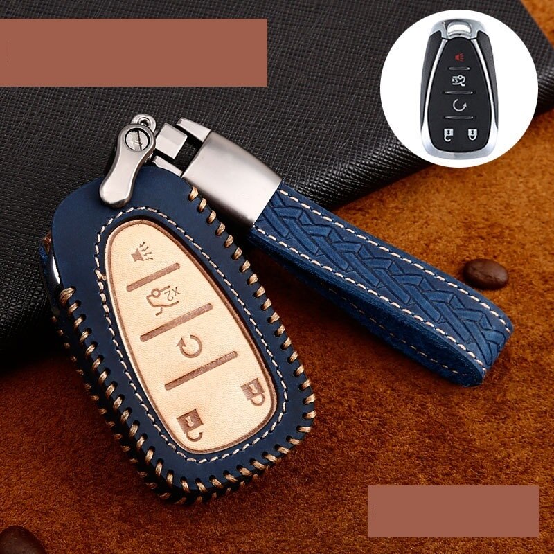 Car Genuine Leather Handmade Car Key Cover key Case For CHEVROLET MALIBU EQUINOX CRUZE CAMARO 2016 2017 2018