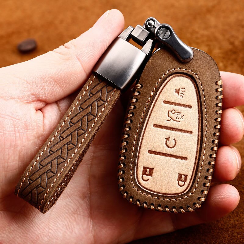 Car Genuine Leather Handmade Car Key Cover key Case For CHEVROLET MALIBU EQUINOX CRUZE CAMARO 2016 2017 2018