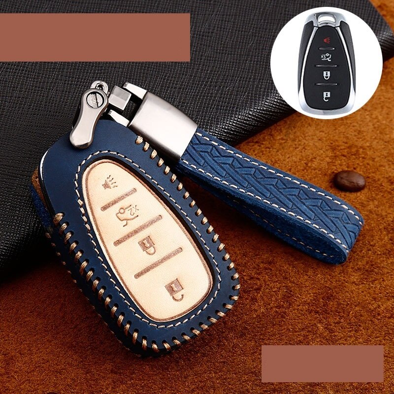 Car Genuine Leather Handmade Car Key Cover key Case For CHEVROLET MALIBU EQUINOX CRUZE CAMARO 2016 2017 2018