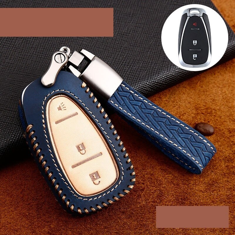 Car Genuine Leather Handmade Car Key Cover key Case For CHEVROLET MALIBU EQUINOX CRUZE CAMARO 2016 2017 2018