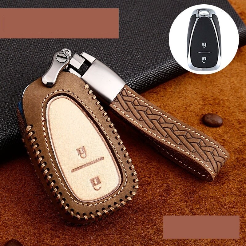 Car Genuine Leather Handmade Car Key Cover key Case For CHEVROLET MALIBU EQUINOX CRUZE CAMARO 2016 2017 2018