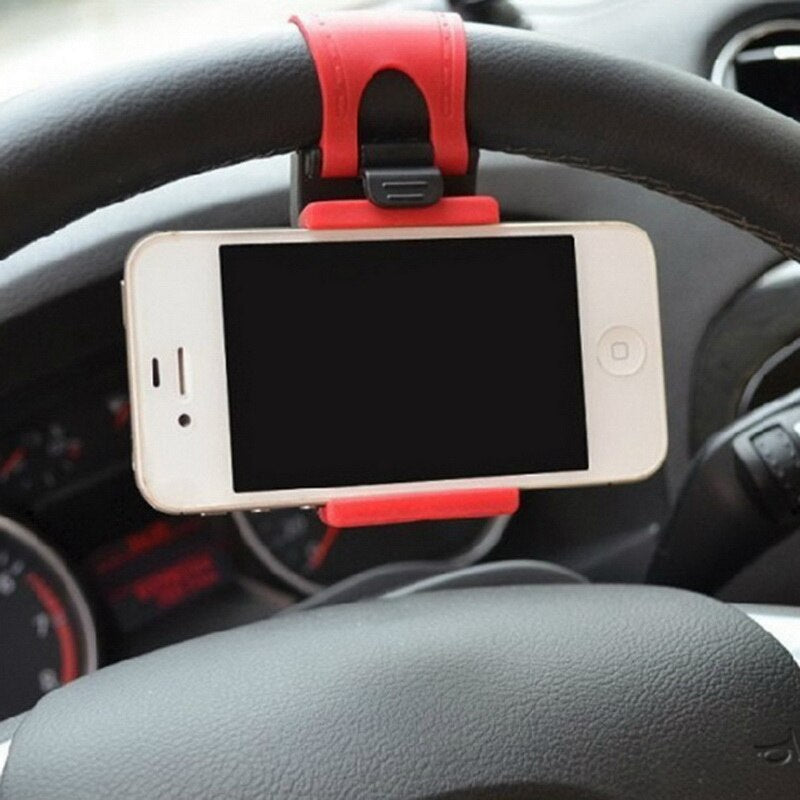 Car Phone Holder Mini Air  Steering Wheel Clip Mount Universal Handlebar Bracket In Car Mobile Accessories Holder