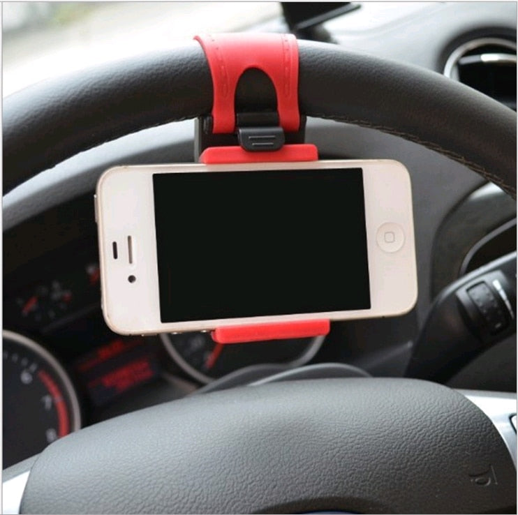 Car Phone Holder Mini Air  Steering Wheel Clip Mount Universal Handlebar Bracket In Car Mobile Accessories Holder