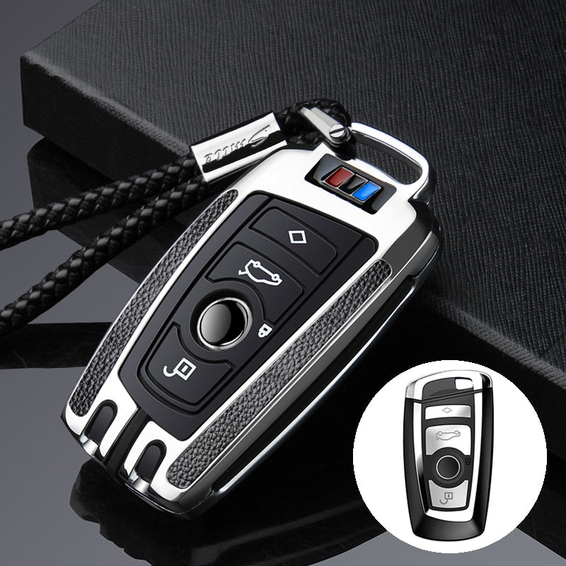 Genuine leather paste zinc alloy car key case cover for BMW E30 E34 E36 E39 E46 F10 F11 F31 G30 X1 F48 X3 X4 X5 M1 M2 M3 E90