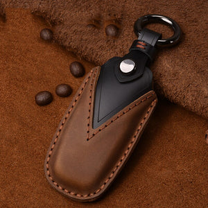 Leather Car Key Cover Case for Audi A6 A7 A8 Q8 E-tron C8 D5 A8L A6L 2018 2019 2020 Cover Accessories Car Key Protection