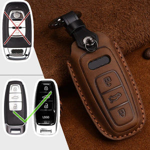 Leather Car Key Cover Case for Audi A6 A7 A8 Q8 E-tron C8 D5 A8L A6L 2018 2019 2020 Cover Accessories Car Key Protection