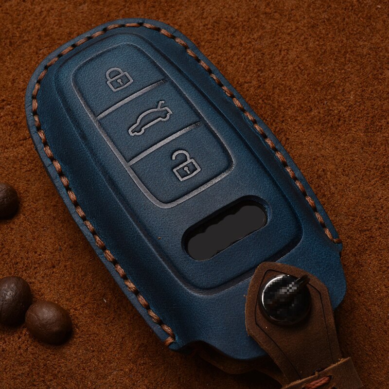 Leather Car Key Cover Case for Audi A6 A7 A8 Q8 E-tron C8 D5 A8L A6L 2018 2019 2020 Cover Accessories Car Key Protection