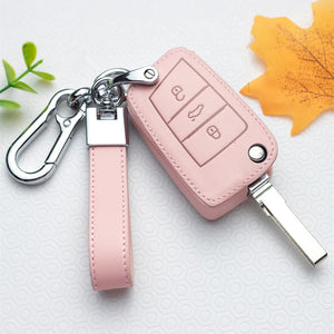 Leather Car Key Cover Case for VW Volkswagen Tiguan MK1 MK2 Magotan Passat B5 B8 Polo Golf 4 5 6 7 mk7 Jetta POLO Eos Scirocco