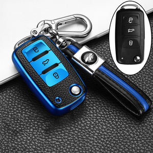 Leather+TPU Car Key Cover Case For Volkswagen VW POLO Tiguan Passat B5 B6 B7 Golf EOS Scirocco Jetta MK6 Octavia Accessories