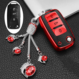 Leather+TPU Car Key Cover Case For Volkswagen VW POLO Tiguan Passat B5 B6 B7 Golf EOS Scirocco Jetta MK6 Octavia Accessories