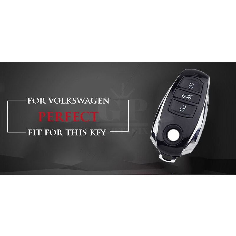 New Zinc Alloy+Leather Car Remote Smart Key Cover Case Shell Holder Fob Keychain For Volkswagen VW Touareg Auto Key Accessories