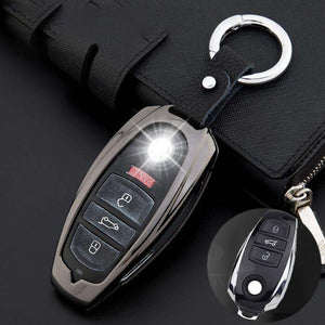 New Zinc Alloy+Leather Car Remote Smart Key Cover Case Shell Holder Fob Keychain For Volkswagen VW Touareg Auto Key Accessories