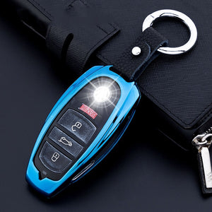 New Zinc Alloy+Leather Car Remote Smart Key Cover Case Shell Holder Fob Keychain For Volkswagen VW Touareg Auto Key Accessories