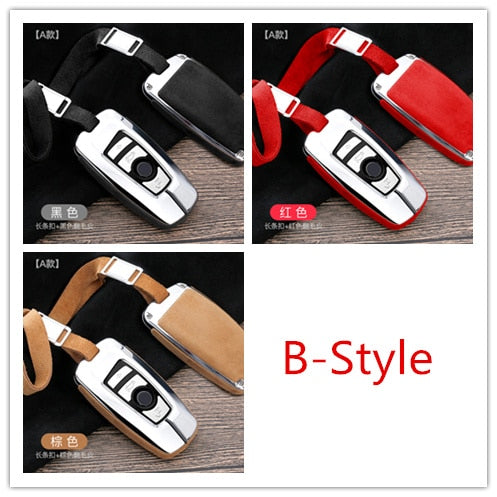 Suede Leather Smart Car Key Case Shell For BMW G30 X1 X3 X5 F07 F11 F15 F20 F31 F48 E90 E36 Auto Protection Key Cover Accessorie