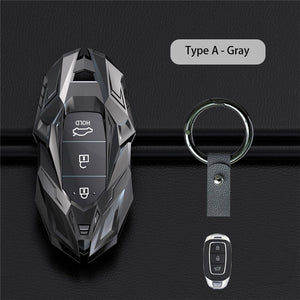 Zinc Alloy Car Key Case For Hyundai Elantra GT Kona 2018 2019 Santa Fe Veloster Smart Remote Fob Cover Protector Bag Car Styling