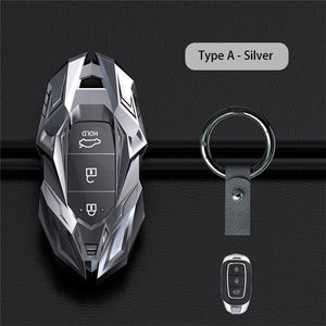 Zinc Alloy Car Key Case For Hyundai Elantra GT Kona 2018 2019 Santa Fe Veloster Smart Remote Fob Cover Protector Bag Car Styling